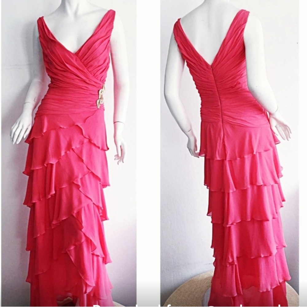 Tadashi Shoji Silk Tiered Gown
